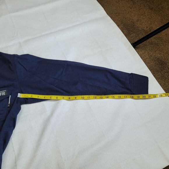 Wolverine Flame Resistant FR CAT 2 Blue Button Up Long Sleeve Shirt Size Medium - Picture 4 of 10